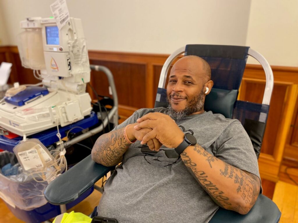 Smiling BBD blood donor at the Volunteer Hose Company.